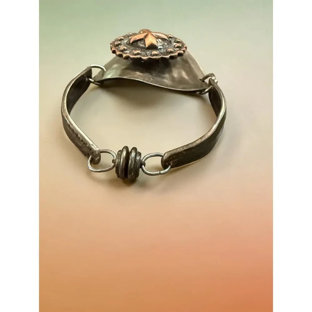 Vintage Handmade Copper Cross Concho Bracelet Southwestern Magnetic 8.25
